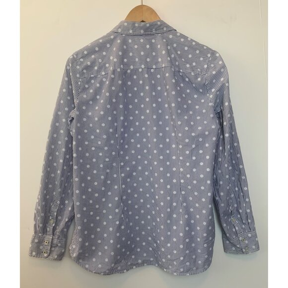 Talbots Women's Striped Polka Dot Long Sleeve Cotton Button‎ Down Blouse Size M - Picture 4 of 9